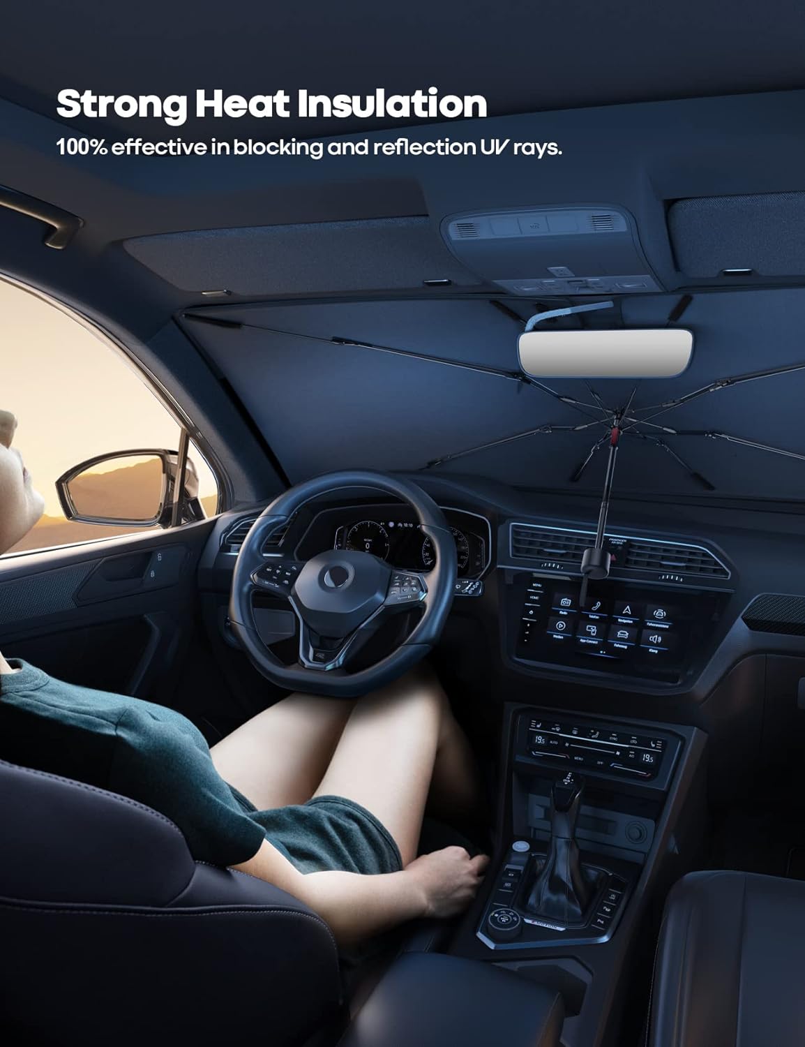 Universeller Sonnenschutz für Auto-Windschutzscheibe, Regenschirmform