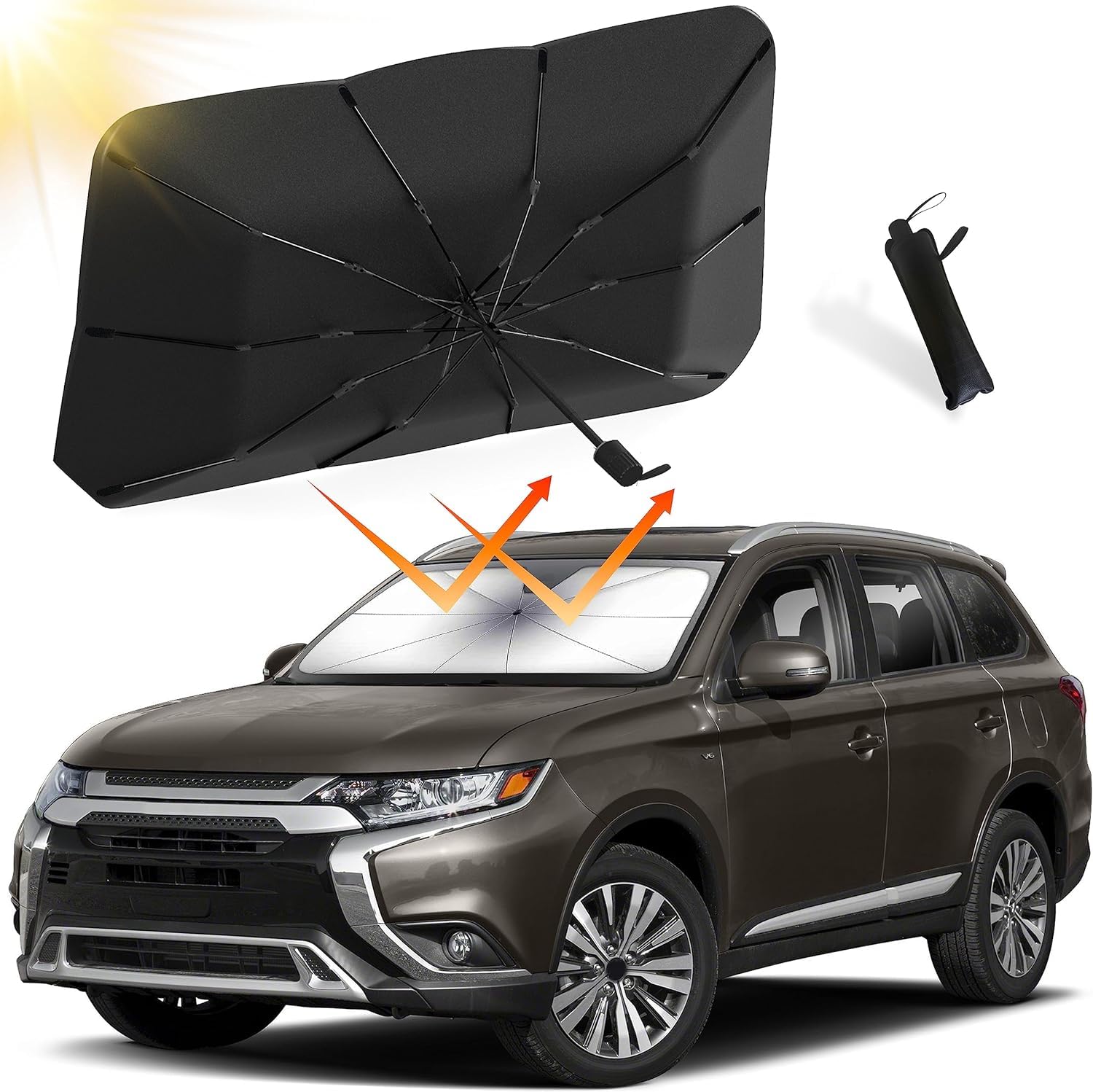 Universeller Sonnenschutz für Auto-Windschutzscheibe, Regenschirmform