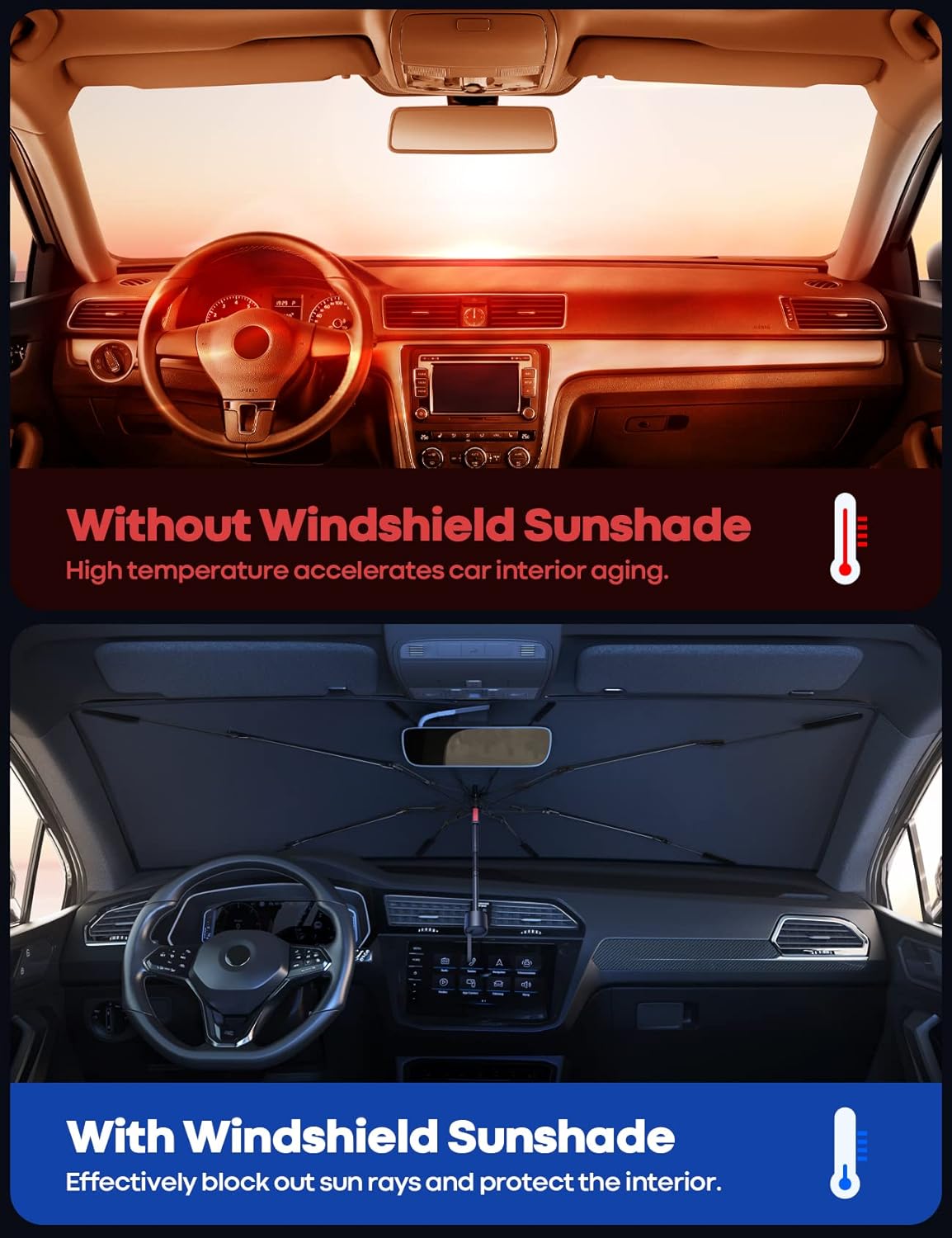 Universeller Sonnenschutz für Auto-Windschutzscheibe, Regenschirmform